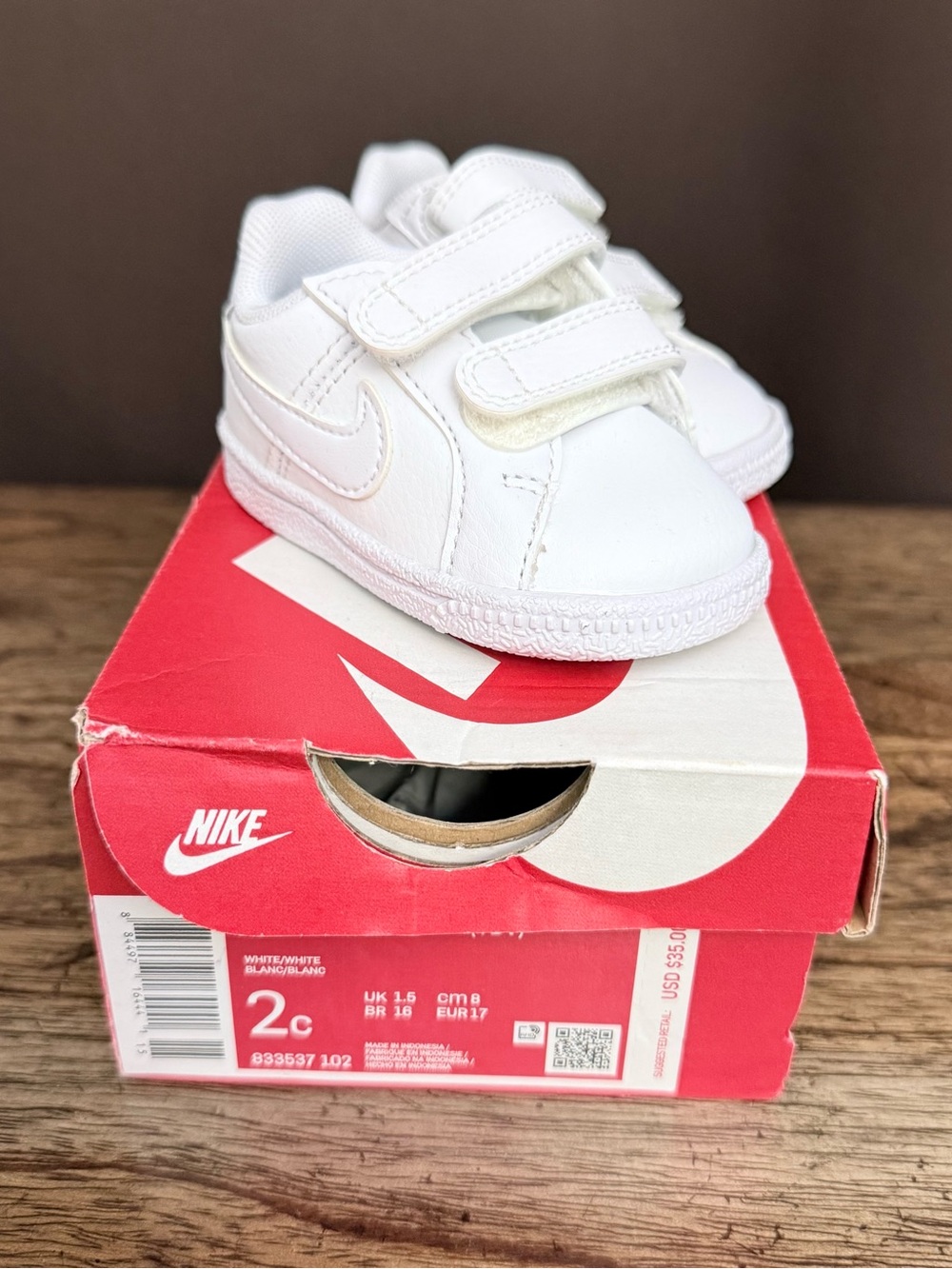 Nike White Baby Velcro Sneaker Pair